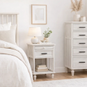 Velador Vintage Provenza 2 cajones Blanco Veladores