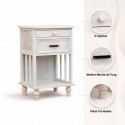 Velador Vintage Provenza 2 cajones Blanco Veladores