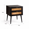 Velador Rattan 2 Cajones Negro Veladores