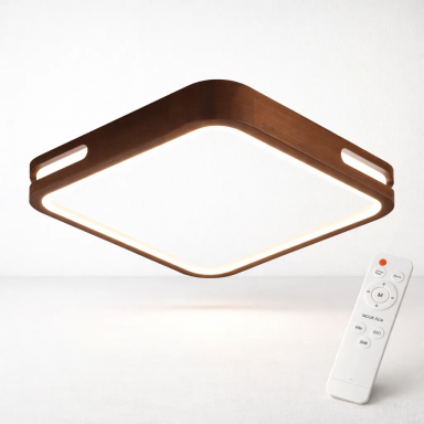 Lámpara led moderna cuadrado sobrepuesta 24+24w 300mm madera oscura 3000k-4000k-6000k modelo urvi konnergie Iluminación