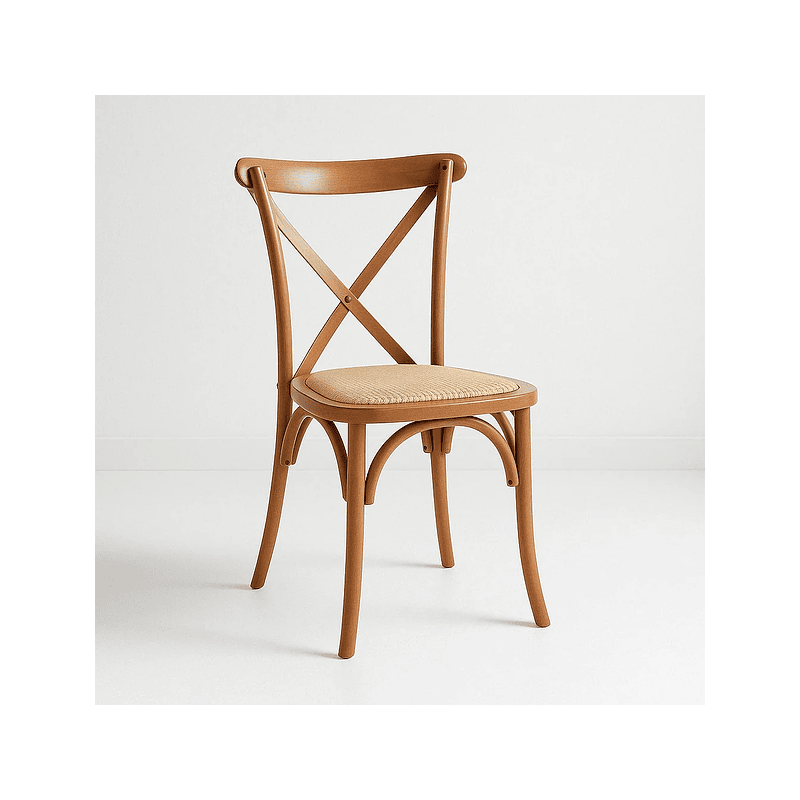 Silla Crossback Madera Rattan Natural Inicio
