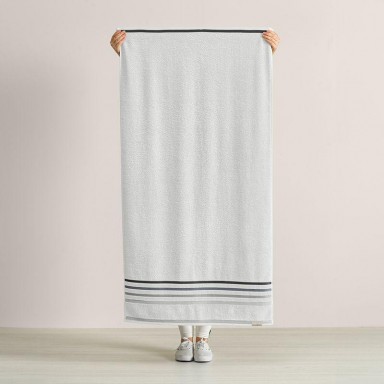 Sábana de Baño Karsten Lumina Blanco Gris 86x150 cm Algodón 500g Alta Absorción Toallas