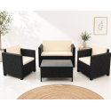 Set de terraza de 4 piezas Sunset Black Rattan Juegos de Terraza