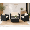 Set de terraza de 4 piezas Sunset Black Rattan Juegos de Terraza