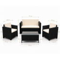Set de terraza de 4 piezas Sunset Black Rattan Juegos de Terraza