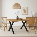 Mesa industrial Color Madera y Metal Cross 140x90 Comedor