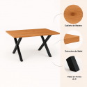 Mesa industrial Color Madera y Metal Cross 140x90 Comedor