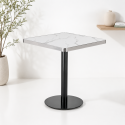 Mesa Parisina 70x70 Marmol Ribete Plateado Inicio