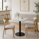 Mesa Parisina 70x70 Marmol Ribete Plateado Inicio