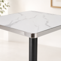 Mesa Parisina 70x70 Marmol Ribete Plateado Inicio