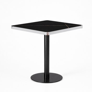 Mesa Parisina 70x70 Negra Ribete Plateado Inicio