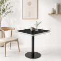 Mesa Parisina 70x70 Negra Ribete Plateado Inicio