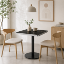Mesa Parisina 70x70 Negra Ribete Plateado Inicio